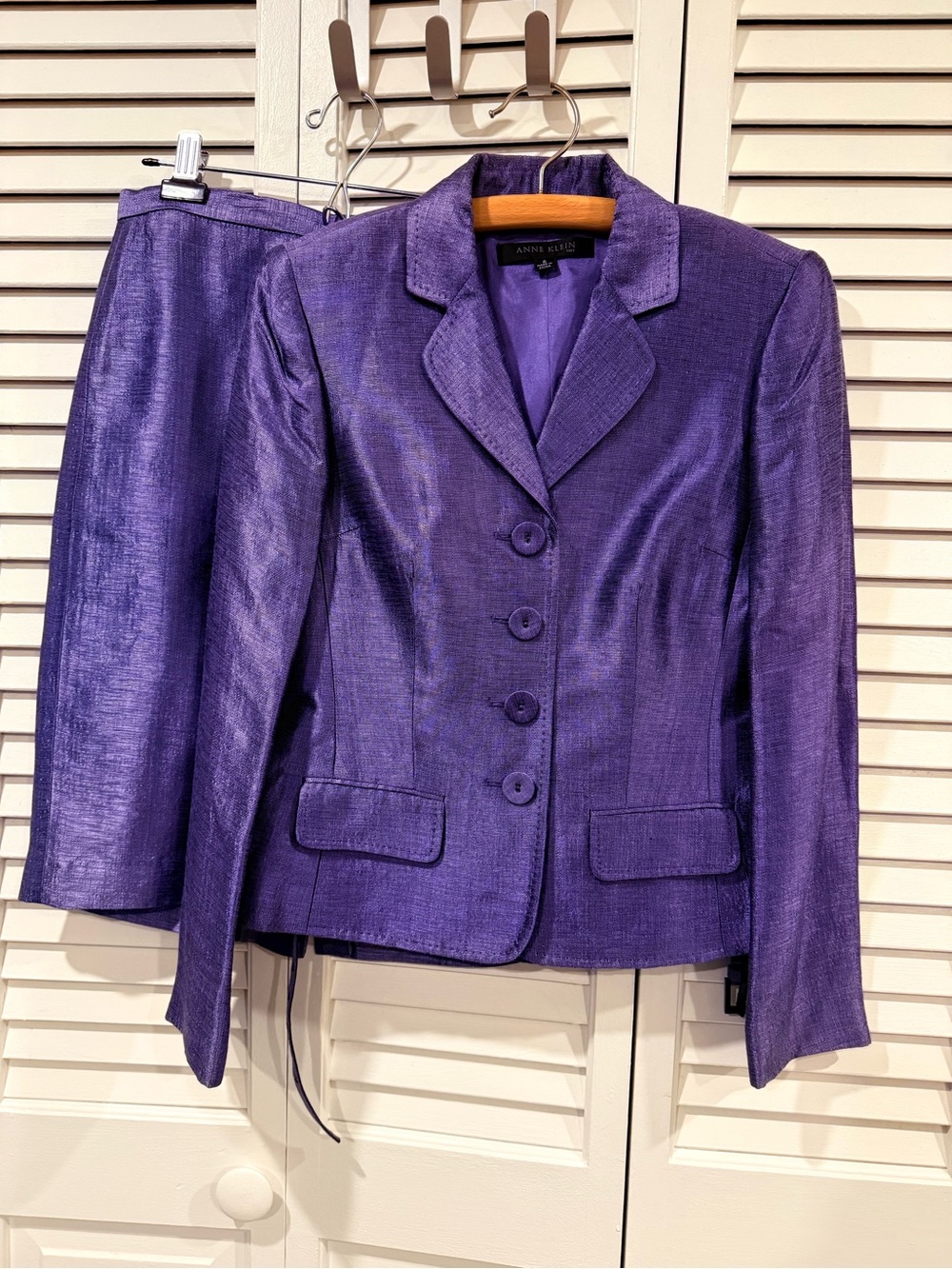 Anne Klein Shimmery Purple Skirt Suit